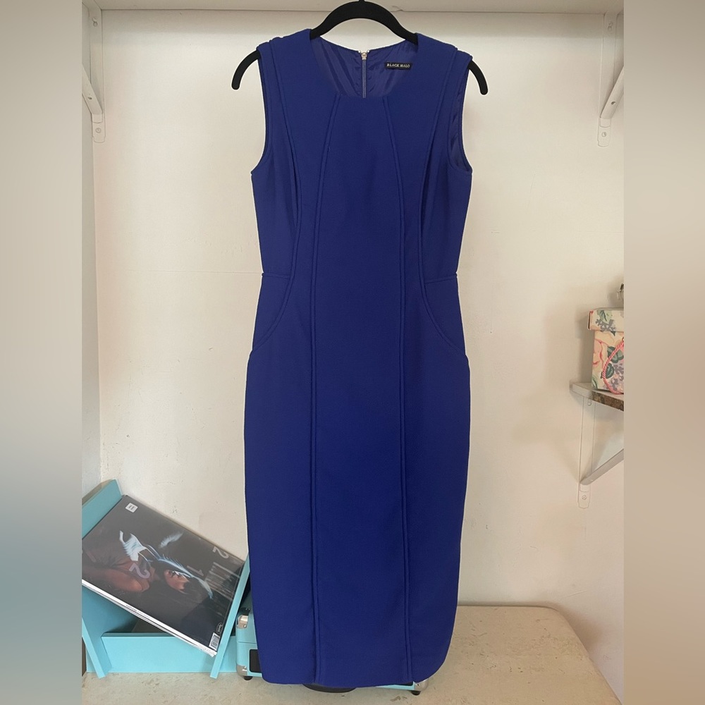 Black Halo Blue Sheath Dress Size 4